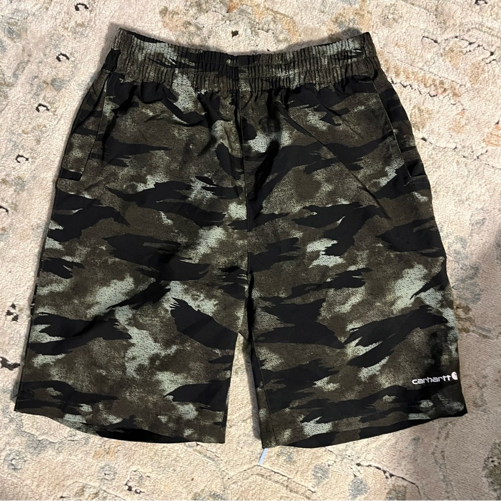 Carhartt Kids Camo Shorts - Black and Green